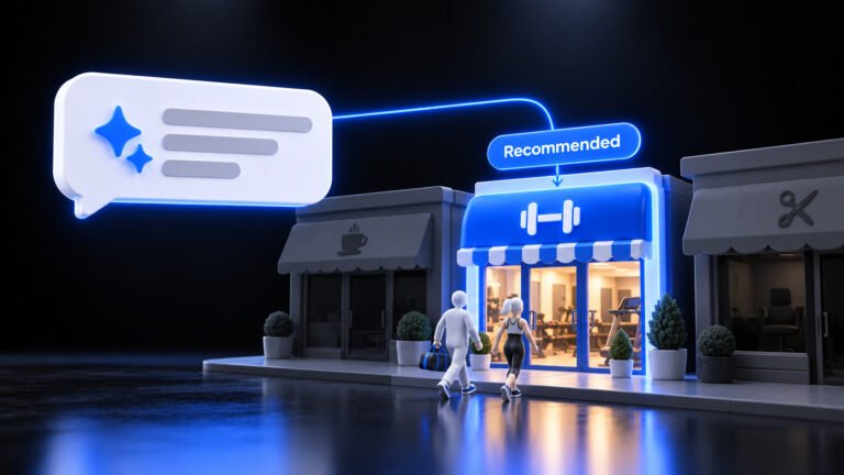 AI search for local business: an AI answer recommending a gym on a street of local shops